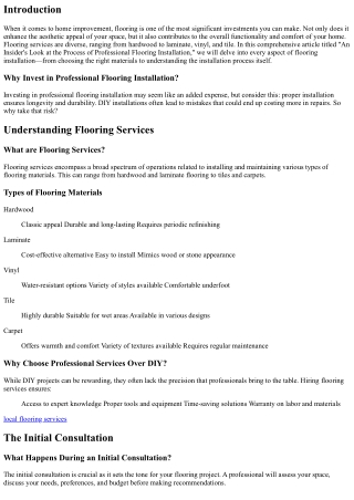 An Insider's Look at the Process of Professional Flooring Installation