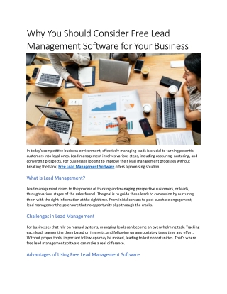 Why You Should Consider Free Lead Management Software for Your Business