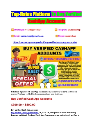 Top-Rates Platform To Buy Verified CashApp Accounts