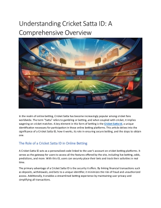 Understanding Cricket Satta ID