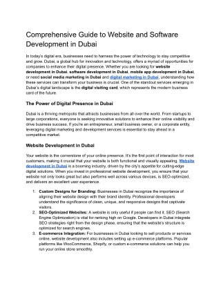 Comprehensive Guide to Website and Software Development in Dubai