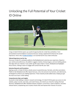 Unlocking the Full Potential of Your Cricket ID Online