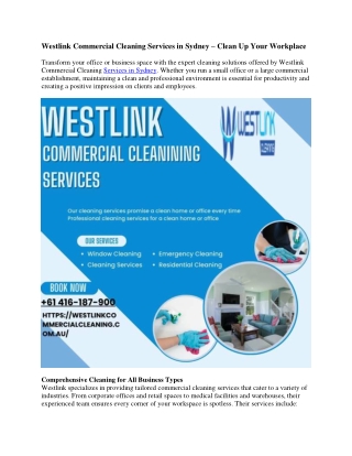 Westlink Commercial Cleaning Services in Sydney