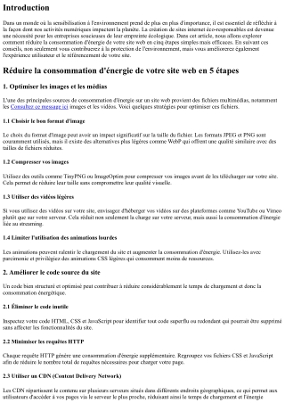 Réduire la consommation d'énergie de votre site web en 5 étapes