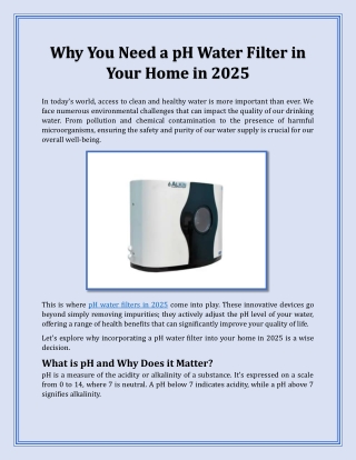 Why You Need a pH Water Filter in Your Home in 2025