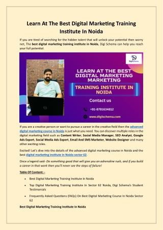 Learn At The Best Digital Marketing Training Institute In Noida