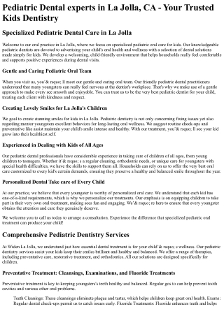 Pediatric Dentist La Jolla