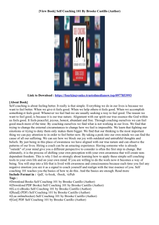 [Get Book] Self Coaching 101 By Brooke Castillo (Author)