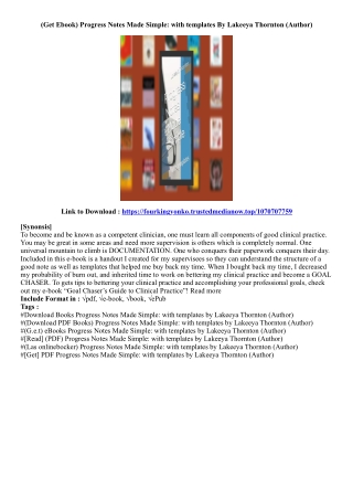 (Kindle Book) Progress Notes Made Simple: with templates By Lakeeya Thornton (Au