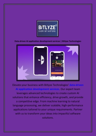 Data-driven AI application development services | Bitlyze Technologies