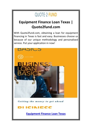 Equipment Finance Loan Texas  Quote2fund.com