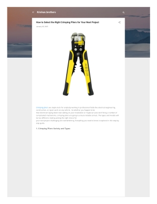 Reliable Crimping Pliers for Precise Connections – Krishan Brothers