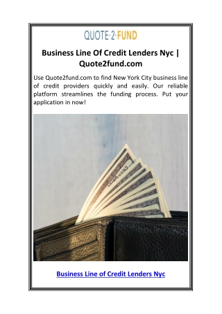 Business Line Of Credit Lenders Nyc  Quote2fund.com