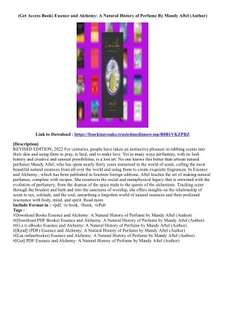 (Free Book) Essence and Alchemy: A Natural History of Perfume By Mandy Aftel (Au