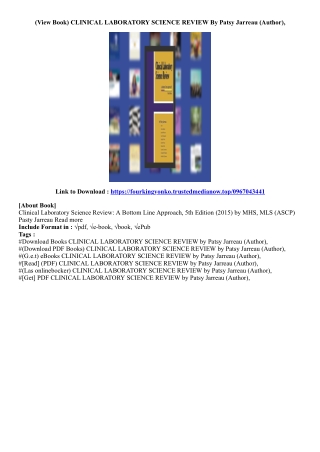 [View PDF] CLINICAL LABORATORY SCIENCE REVIEW By Patsy Jarreau (Author),