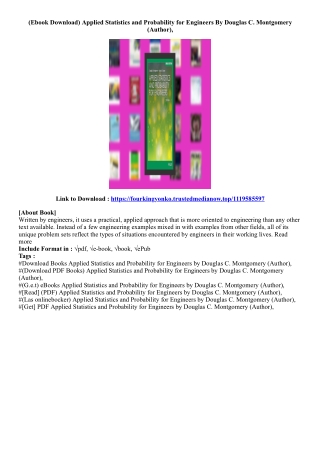 [Free Download] Applied Statistics and Probability for Engineers By Douglas C. M