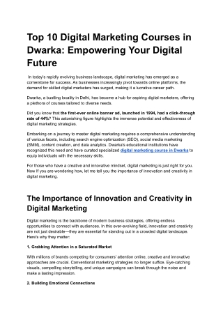 Digital Marketing Courses in Dwarka_ Empowering Your Digital Future