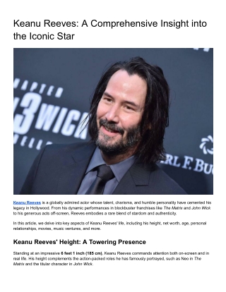 Keanu Reeves_ A Comprehensive Insight into the Iconic Star