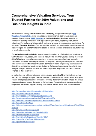 Comprehensive Valuation Services: Your Trusted Partner for 409A Valuations and B