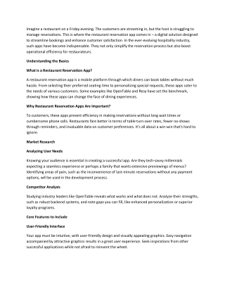 howdoIdeveloparestaurantreservationapp