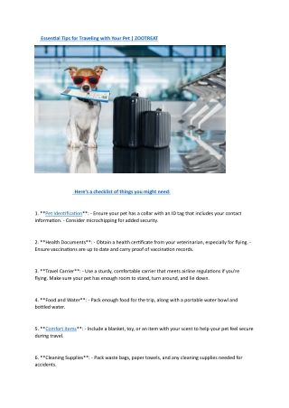 Essential Tips for Traveling with Your Pet | ZOOTREAT