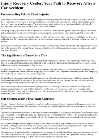 Injury Recovery Center