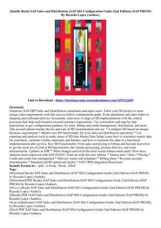 [View Book] SAP Sales and Distribution (SAP SD) Configuration Guide (2nd Edition