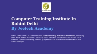 Computer Training Institute In Rohini Delhi