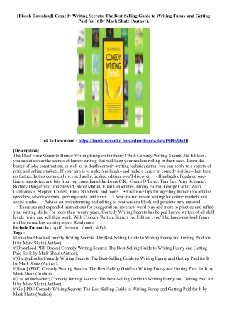 (View PDF) Comedy Writing Secrets: The Best-Selling Guide to Writing Funny and G
