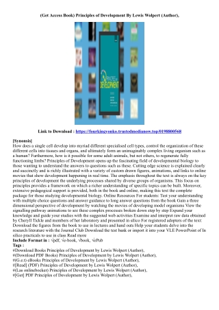 [Free Download] Principles of Development By Lewis Wolpert (Author),