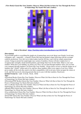 (Get Book) Glynis Has Your Number: Discover What Life Has in Store for You Throu