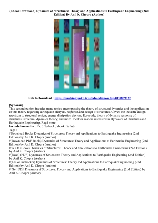 (Kindle Book) Dynamics of Structures: Theory and Applications to Earthquake Engi