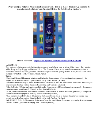 [Get Book] El Poder de Mantenerse Enfocado: Como dar en el blanco financiero, pe