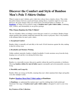 Discover the Comfort and Style of Bamboo Men