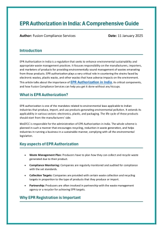 EPR Authorization in India