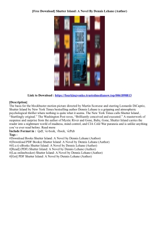 [View Book] Shutter Island: A Novel By Dennis Lehane (Author)