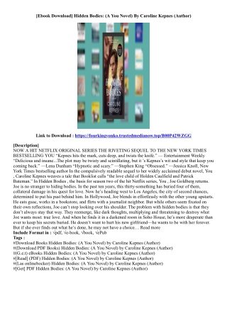 [Kindle Book] Hidden Bodies: (A You Novel) By Caroline Kepnes (Author)