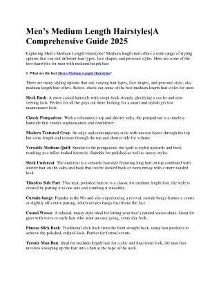 Mens Medium Length Hairstyles