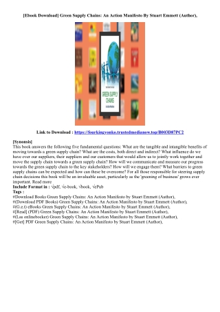 [Free Book] Green Supply Chains: An Action Manifesto By Stuart Emmett (Author),