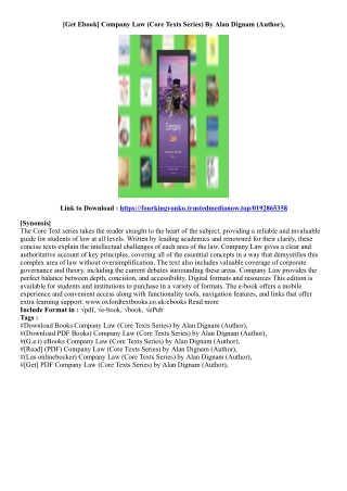 [Get Access Book] Company Law (Core Texts Series) By Alan Dignam (Author),