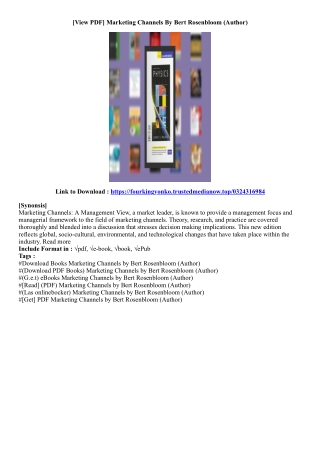 [Ebook Download] Marketing Channels By Bert Rosenbloom (Author)