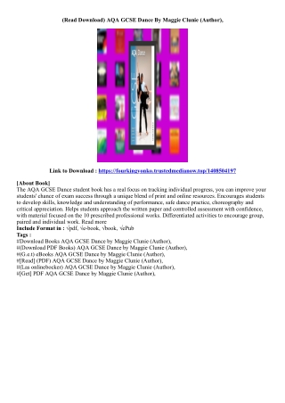 (Free Download) AQA GCSE Dance By Maggie Clunie (Author),