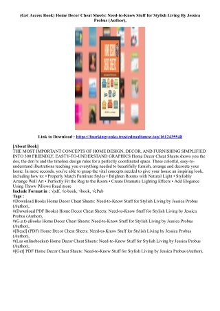 (Kindle Book) Home Decor Cheat Sheets: Need-to-Know Stuff for Stylish Living By