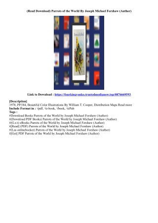 (View PDF) Parrots of the World By Joseph Michael Forshaw (Author)