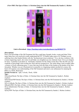 (Kindle Book) The Epic of Eden: A Christian Entry into the Old Testament By Sand