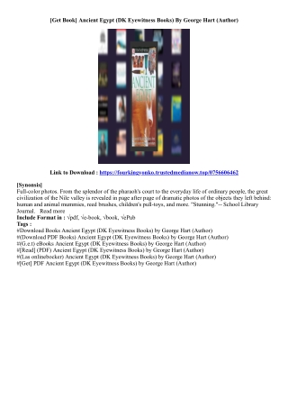 (View PDF) Ancient Egypt (DK Eyewitness Books) By George Hart (Author)