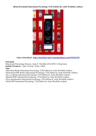 [Free Download] Educational Psychology 12Th Edition By Anita Woolfolk (Author)