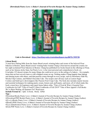 (View PDF) Pastry Love: A Baker's Journal of Favorite Recipes By Joanne Chang (A
