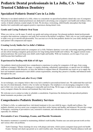 Pediatric Dentist La Jolla