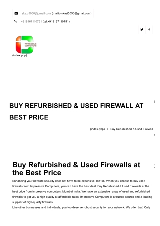 Refurbished & Used Firewall Server Supplier In Mumbai.